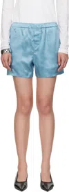 Meta Campania Collective Blue Henry Fluid Silk Shorts In Blue