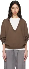 META CAMPANIA COLLECTIVE BROWN JOEL FELTED CASHMERE SWEATER