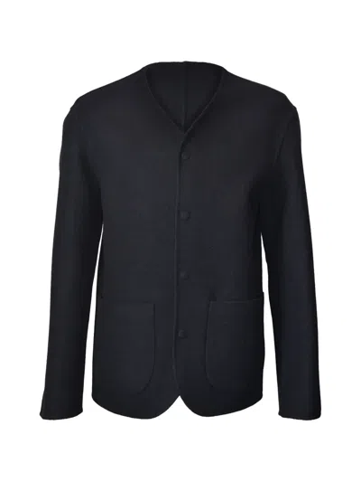 Meta Campania Collective Collarless V-neck Jacket In Blue