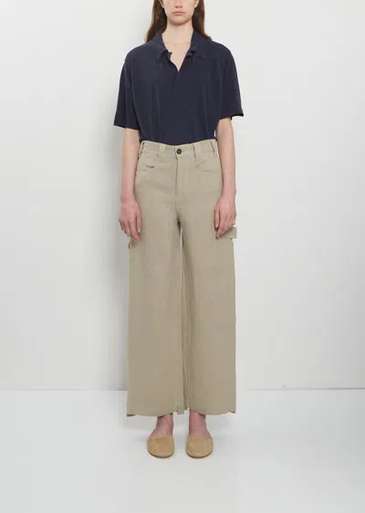 Meta Campania Collective Frankie Heavyweight Linen Workwear Trousers In Brown