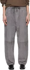 Meta Campania Collective Gray Ed Unlined Drawstring Lamb Suede Trousers In Grey