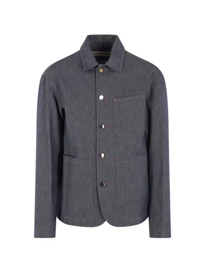 Meta Campania Collective Julian Contrast-stitched Denim Jacket In Gray