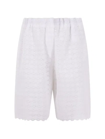Meta Campania Collective Lace-embroidered Shorts In White