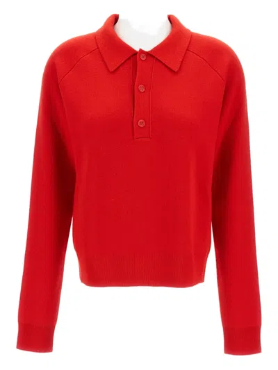 Meta Campania Collective Long-sleeves Polo Top In Red