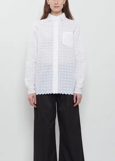 Meta Campania Collective Pablo Unlined Flower Lace Cotton Shirt In White