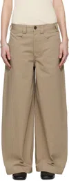 Meta Campania Collective Taupe Egon Wide-leg Washed Midweight Cotton Trousers In Beige