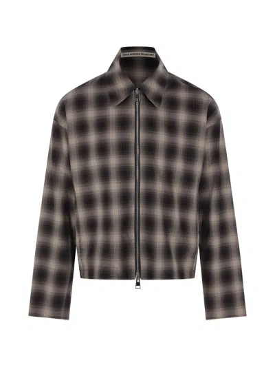 Meta Campania Collective Tino Check-pattern Zip-up Jacket In Gray