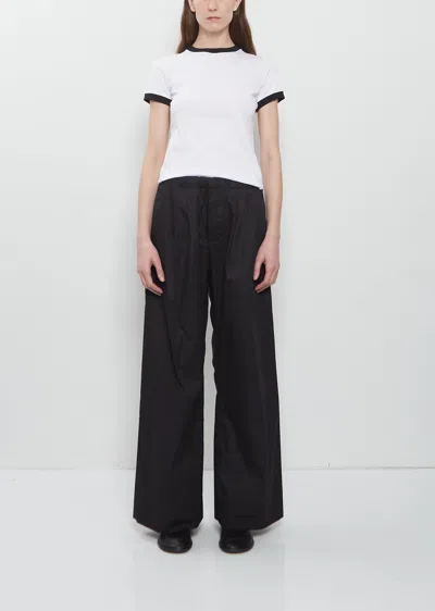 Meta Campania Collective Traced Pleated Light Cotton Popeline Trousers In Black