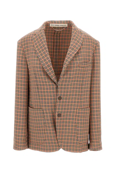 Meta Campania Tailored Wool Blazer With Pied De Poule Pattern And Notched Lapel In Brown