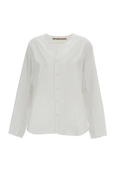 Meta Campania White Boxy Embroidered Logo Cotton Shirt In Black