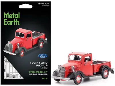 Metal Earth Model Kit 1937 Ford Pickup Truck Red And Black (moderate Difficulty) Steel Model By