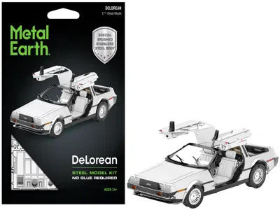 Metal Earth Model Kit Delorean Brushed Metal (moderate Difficulty) Steel Model By  In White
