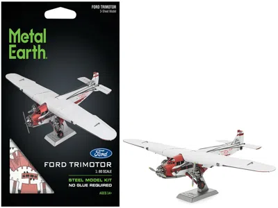 Metal Earth Model Kit Ford Trimotor Transport Aircraft White And Red (moderate Difficulty) Steel Model