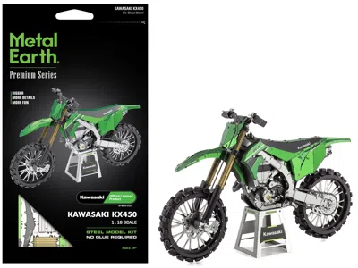 Metal Earth Model Kit Kawasaki Kx450 Off-road Motorcycle Green (challenging Difficulty) Steel Model By Metal Ear