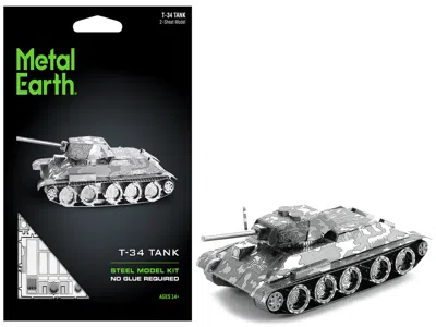 Metal Earth Model Kit Soviet T-34 Tank (moderate Difficulty) Steel Model By  In Gray