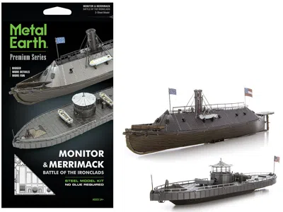 Metal Earth Model Kit Uss Monitor And Uss Merrimack Ironclad Ships "battle Of The Ironclads" (challenging Diffic In Gray