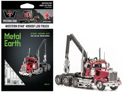 Metal Earth Model Kit Western Star 4900sf Log Truck Red (challenging Difficulty) Steel Model By  In Multi