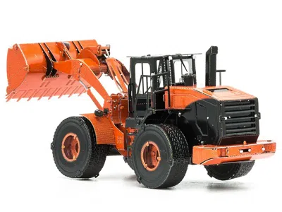 Metal Earth Model Kit Wheel Loader Orange And Black (challenging Difficulty) Steel Model By