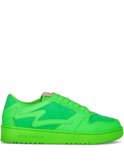 Metal Gienchi Logo-appliqué Leather Sneakers In Green