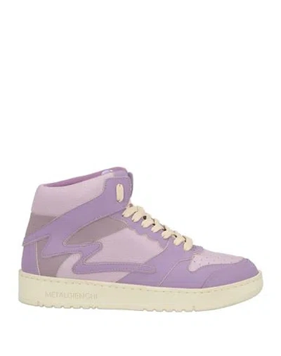 Metal Gienchi Man Sneakers Lilac Size 9 Calfskin, Textile Fibers