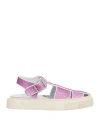 Metal Gienchi Woman Sandals Pink Size 10 Textile Fibers In Pink
