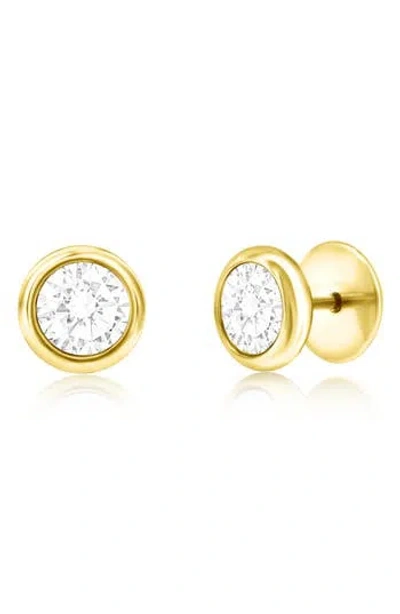 Metallo Bezel Set Cubic Zirconia Stud Earrings In Gold