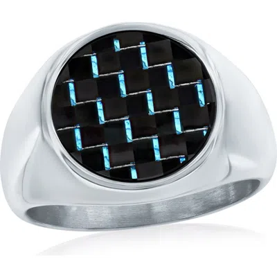 Metallo Carbon Fiber Signet Ring In Metallic