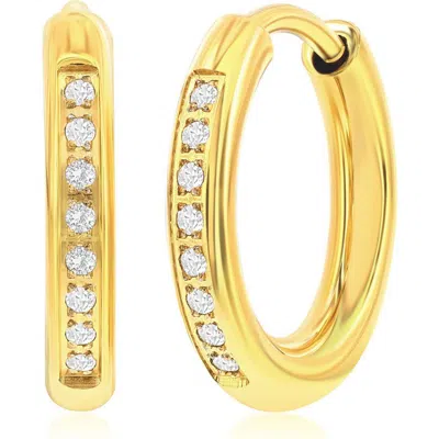 Metallo Cubic Zirconia Huggie Hoop Earrings In Gold