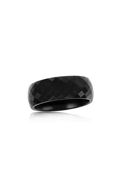 Metallo Faceted Tungsten Ring In Black