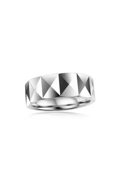 Metallo Faceted Tungsten Ring In Silver