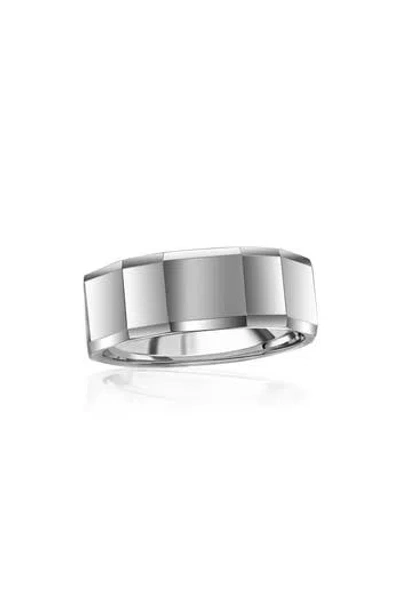 Metallo Faceted Tungsten Ring In Silver