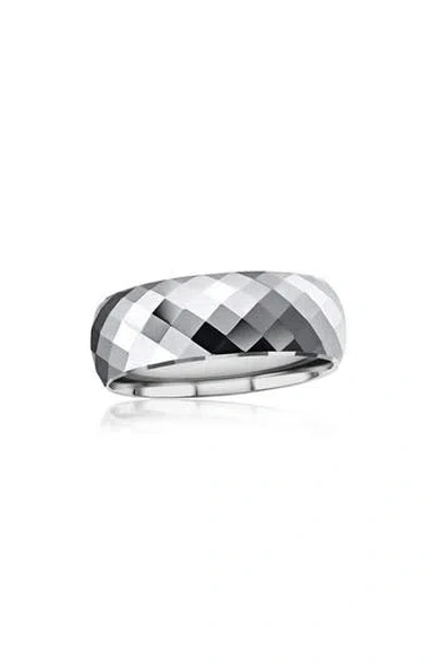 Metallo Faceted Tungsten Ring In Silver