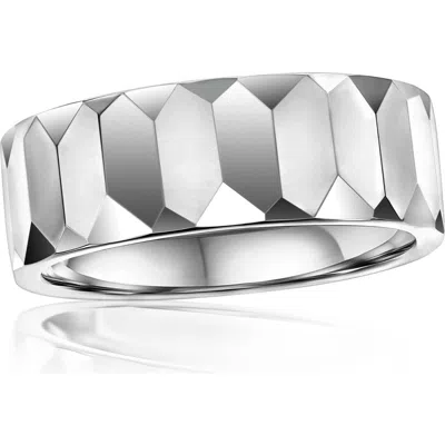 Metallo Faceted Tungsten Ring In Silver