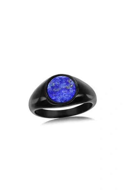 Metallo Inlay Signet Ring In Black