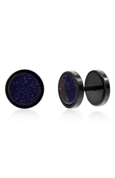 Metallo Semiprecious Stone Stud Earrings In Black