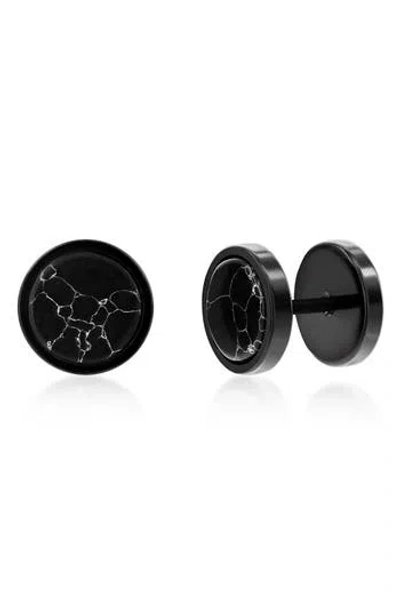 Metallo Semiprecious Stone Stud Earrings In Black