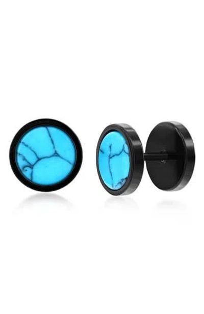 Metallo Semiprecious Stone Stud Earrings In Black