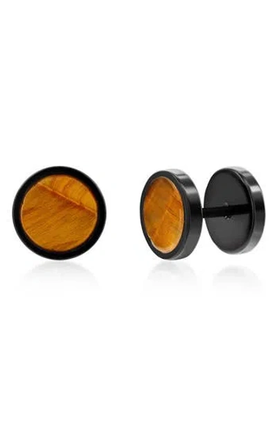 Metallo Semiprecious Stone Stud Earrings In Black