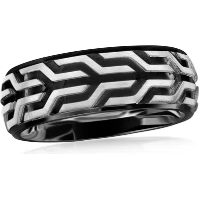 Metallo Textured Two-tone Ring In Black