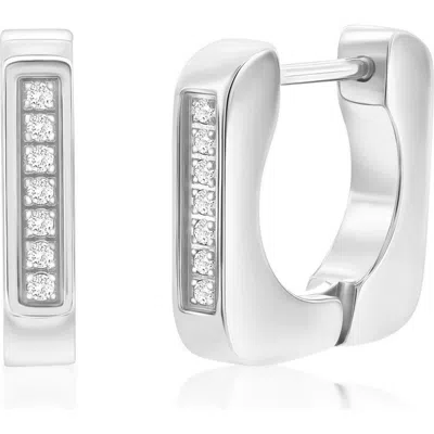 Metallo U-shaped Cubic Zirconia Huggie Hoop Earrings In Metallic