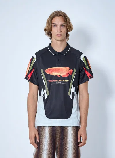 Metalwood Arowana Sport Polo Shirt In Black