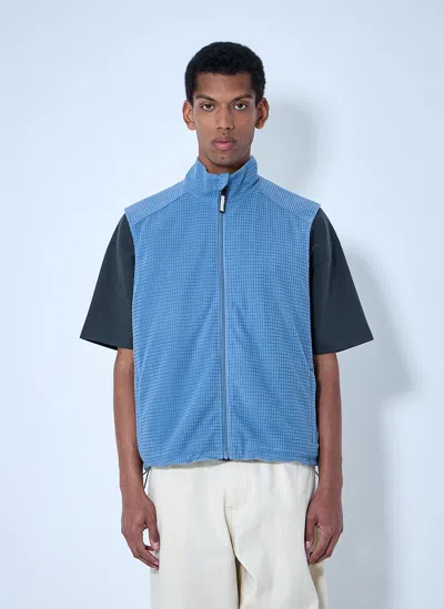 Metalwood Quilted Zip-up Vest In Blue
