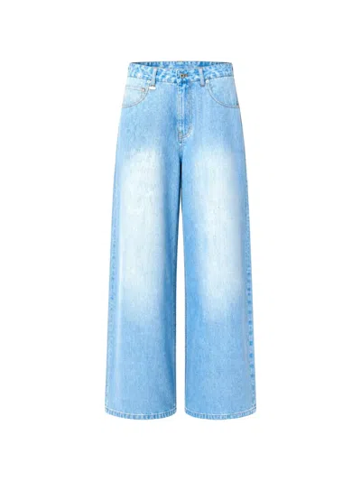 Metalwood Studio Faded Wide-leg Jeans In Blue