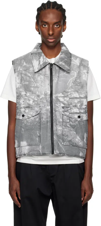 Metalwood Studio Gray & Black Poly Filled Reversible Vest
