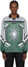 Metalwood Studio Gray & Green X-games Ls Jersey Polo In Steel/moss