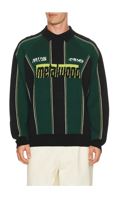 Metalwood Studio Knit Football Top In Green