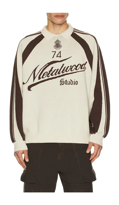 Metalwood Studio Knit Football Top In Gray