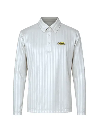 Metalwood Studio Player Stripe-pattern Long-sleeve Polo Shirt In Gray