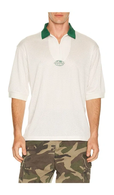 Metalwood Studio Quarter Zip Jersey Polo In White