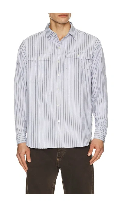 Metalwood Studio Seersucker Fishing Shirt In Blue